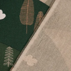 Dekostoff Halbpanama Leinenlook Mountain Forest Animals Tiere Hügel natur grün 1,40m Breite