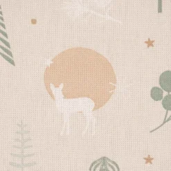 Dekostoff Halbpanama Leinenlook Cold Forest Animals Bäume Waldtiere beige grün weiß 1,40m Breite