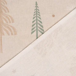 Dekostoff Halbpanama Leinenlook Cold Forest Animals Bäume Waldtiere beige grün weiß 1,40m Breite