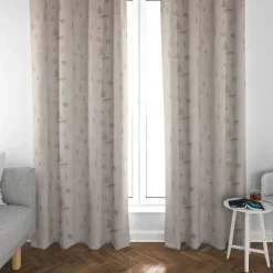 Dekostoff Halbpanama Leinenlook Cold Forest Animals Bäume Waldtiere beige grün weiß 1,40m Breite