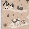 Dekostoff Halbpanama Leinenlook Frozen Polar World Pinguine Eisbären natur grau weiß 1,40m Breite