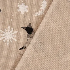 Dekostoff Halbpanama Leinenlook Frozen Polar World Pinguine Eisbären natur grau weiß 1,40m Breite