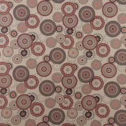Dekostoff Halbpanama Leinenlook Mandalas natur rot 1,40m Breite