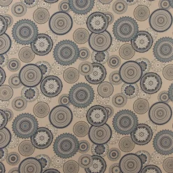 Dekostoff Halbpanama Leinenlook Mandalas natur blau 1,40m Breite