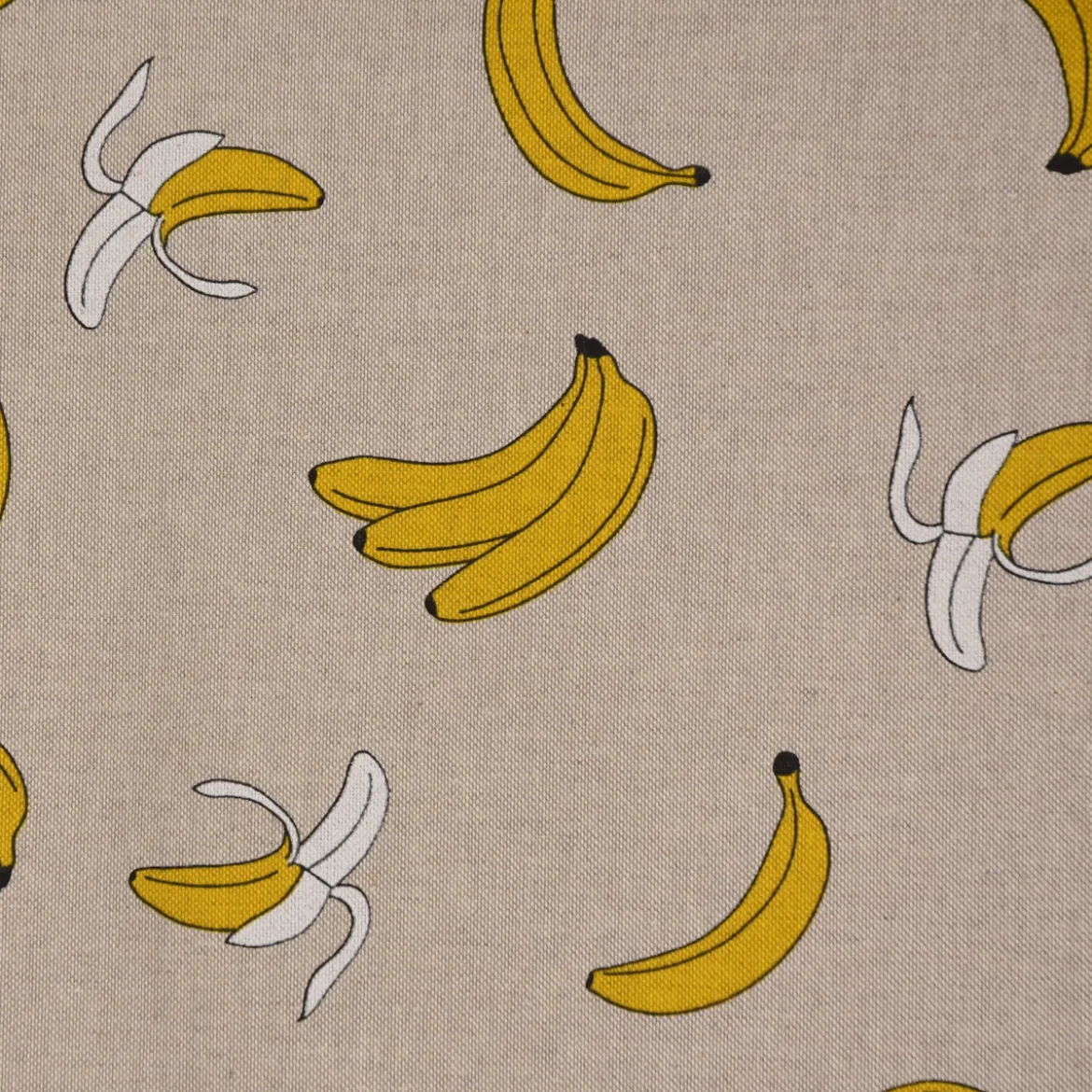 Dekostoff Halbpanama Leinenlook Bananen natur gelb 1,40m Breite