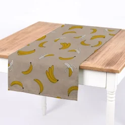 Dekostoff Halbpanama Leinenlook Bananen natur gelb 1,40m Breite