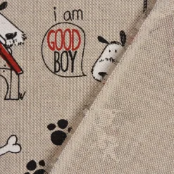 Dekostoff Halbpanama Leinenlook Hunde Dackel Dogs Life natur weiß rot 1,40m Breite
