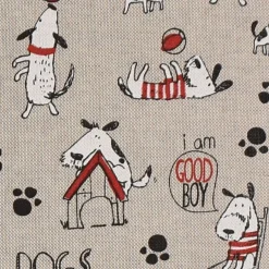Dekostoff Halbpanama Leinenlook Hunde Dackel Dogs Life natur weiß rot 1,40m Breite