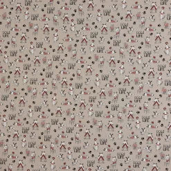 Dekostoff Halbpanama Leinenlook Hunde Dackel Dogs Life natur weiß rot 1,40m Breite