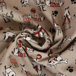 Dekostoff Halbpanama Leinenlook Hunde Dackel Dogs Life natur weiß rot 1,40m Breite