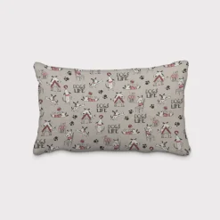 Dekostoff Halbpanama Leinenlook Hunde Dackel Dogs Life natur weiß rot 1,40m Breite