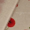 Dekostoff Halbpanama Leinenlook Mohnblumen Schriftzug natur rot grün weiß 1,40m Breite