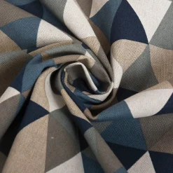 Dekostoff Halbpanama Leinenlook Dreiecke blau grau 1,40m Breite