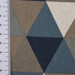 Dekostoff Halbpanama Leinenlook Dreiecke blau grau 1,40m Breite