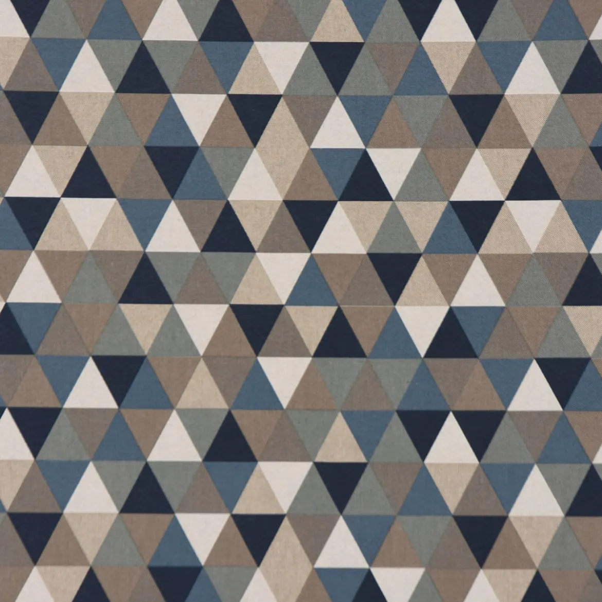 Dekostoff Halbpanama Leinenlook Dreiecke blau grau 1,40m Breite