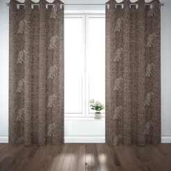 Dekostoff Halbpanama Leinenlook Leoparden natur braun 1,40m Breite