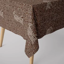 Dekostoff Halbpanama Leinenlook Leoparden natur braun 1,40m Breite