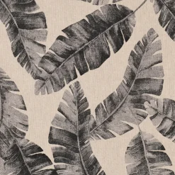 Dekostoff Halbpanama Leinenlook Safari Leaves Palmenblätter natur grau 1,40m Breite