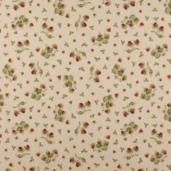 Dekostoff Halbpanama Leinenlook Strawberrys Growing Erdbeeren natur rot grün 1,40m Breite
