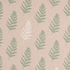 Dekostoff Halbpanama Leinenlook Fragile Fern Farnblätter natur grün 1,40m Breite