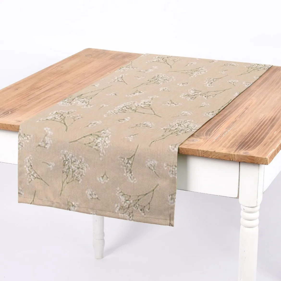 Dekostoff Halbpanama Leinenlook Florist Elegant Schleierkraut natur weiß 1,40m Breite