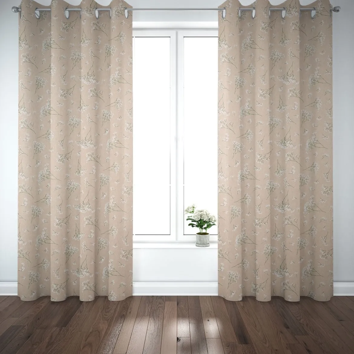 Dekostoff Halbpanama Leinenlook Florist Elegant Schleierkraut natur weiß 1,40m Breite
