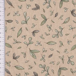 Dekostoff Halbpanama Leinenlook Leaf Soft Watercolor Allover Blätter natur grün 1,40m Breite