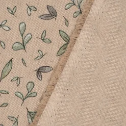 Dekostoff Halbpanama Leinenlook Leaf Soft Watercolor Allover Blätter natur grün 1,40m Breite
