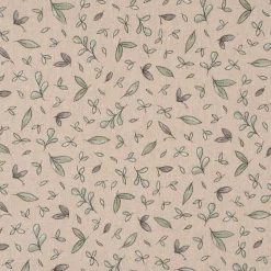 Dekostoff Halbpanama Leinenlook Leaf Soft Watercolor Allover Blätter natur grün 1,40m Breite