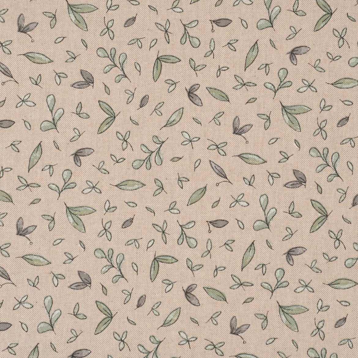 Dekostoff Halbpanama Leinenlook Leaf Soft Watercolor Allover Blätter natur grün 1,40m Breite