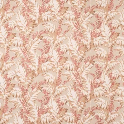 Dekostoff Halbpanama Leinenlook Pampasgras Eukalyptus natur rot 1,40m Breite