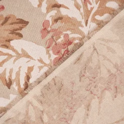 Dekostoff Halbpanama Leinenlook Pampasgras Eukalyptus natur rot 1,40m Breite