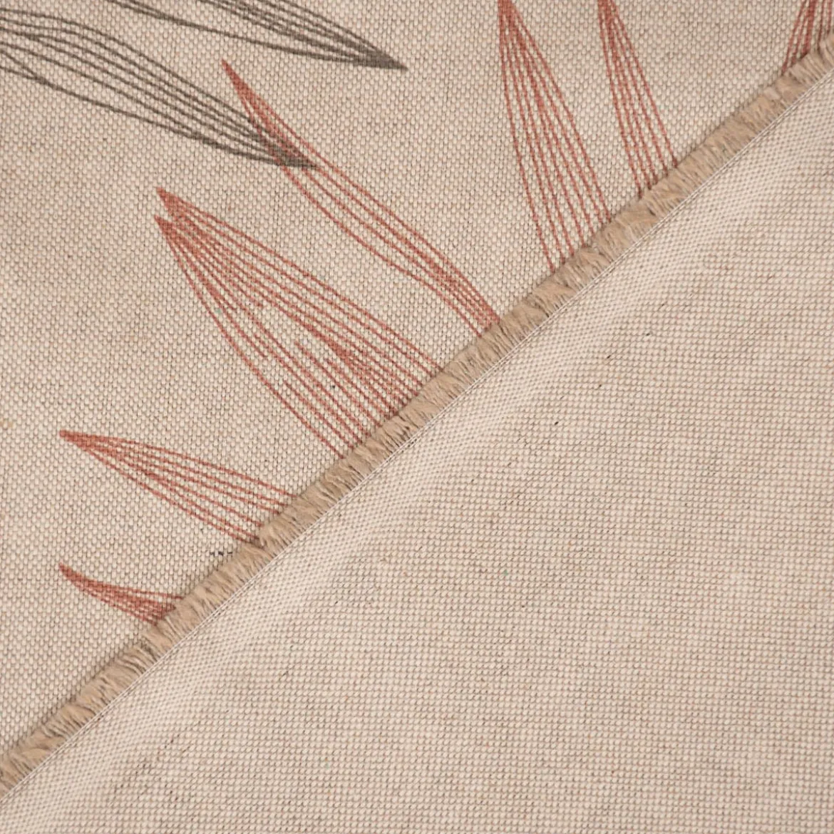 Dekostoff Halbpanama Leinenlook Luxury Palm Palmblätter natur braun gold 1,40m Breite