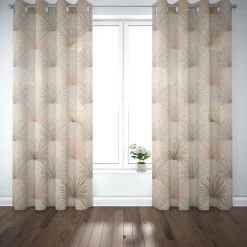 Dekostoff Halbpanama Leinenlook Luxury Palm Palmblätter natur braun gold 1,40m Breite