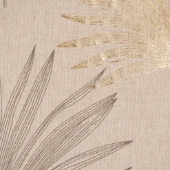 Dekostoff Halbpanama Leinenlook Luxury Palm Palmblätter natur braun gold 1,40m Breite