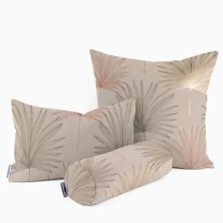 Dekostoff Halbpanama Leinenlook Luxury Palm Palmblätter natur braun gold 1,40m Breite