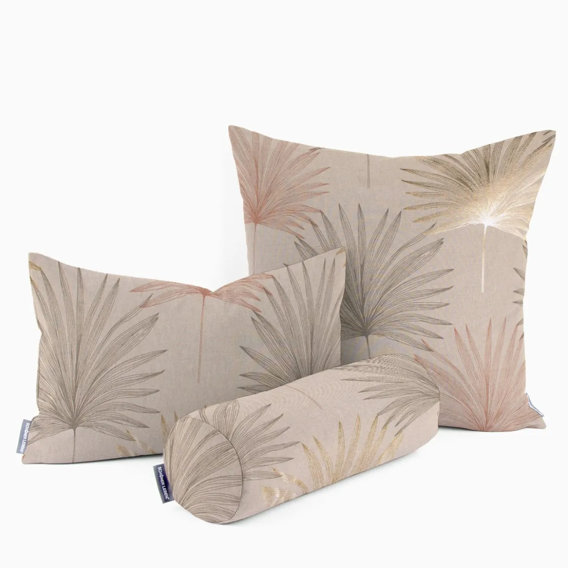 Dekostoff Halbpanama Leinenlook Luxury Palm Palmblätter natur braun gold 1,40m Breite