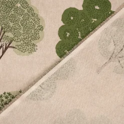 Dekostoff Halbpanama Leinenlook Forest Trees Bäume Wald Eukalptus natur grün 1,40m Breite