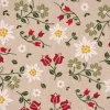 Dekostoff Halbpanama Leinenlook Landhaus Edelweiß Allover Blumen natur grün rot 1,40m Breite