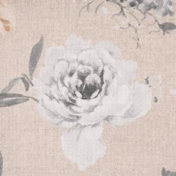 Dekostoff Halbpanama Leinenoptik Romantic Flower Rosen beige grau 140cm Breite