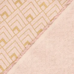 Dekostoff Halbpanama Leinenlook Metallic Art Deco Rauten rosa goldfarbig 1,40m Breite