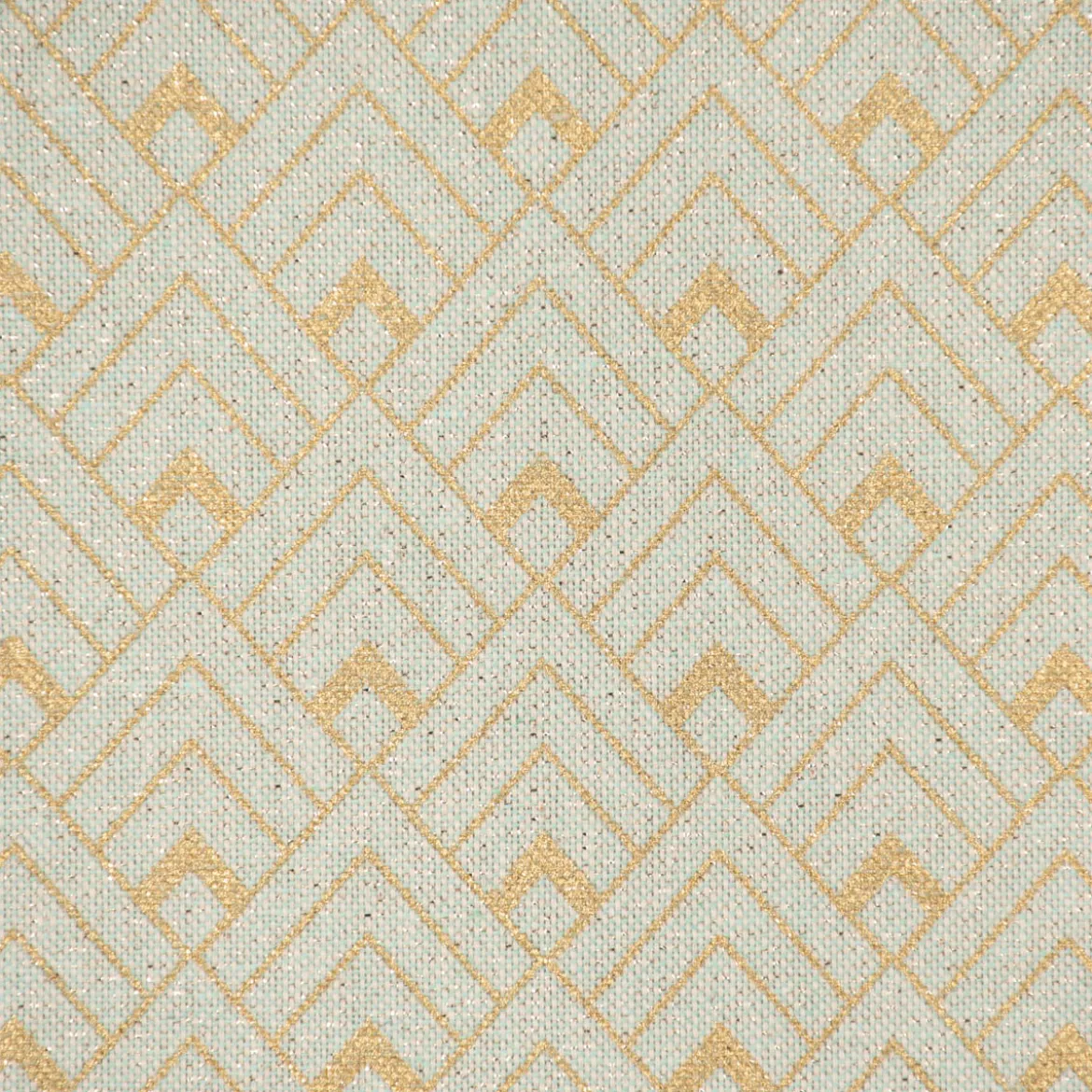 Dekostoff Halbpanama Leinenlook Metallic Art Deco Rauten mintgrün goldfarbig 1,40m Breite