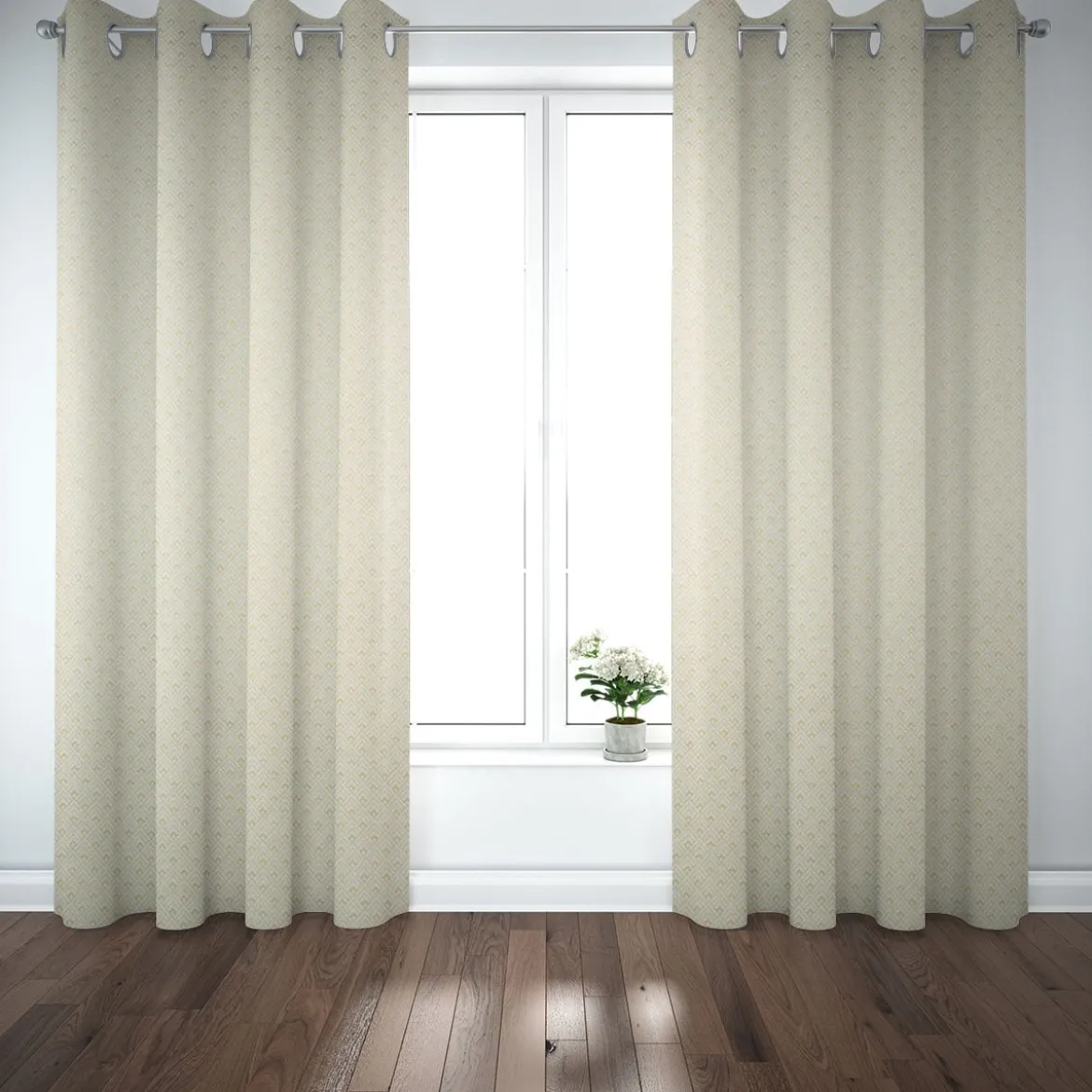 Dekostoff Halbpanama Leinenlook Metallic Art Deco Rauten mintgrün goldfarbig 1,40m Breite