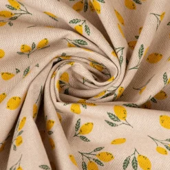 Dekostoff Halbpanama Leinenlook Little Citrus Fruits Mini Zitronen natur gelb 1,40m Breite
