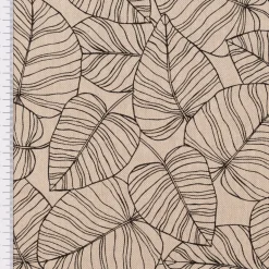 Dekostoff Halbpanama Leinenlook Bush Leaf Blätter abstrakt natur schwarz 1,40m Breite