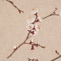 Dekostoff Halbpanama Leinenlook Japanese Blossom Kirschblütenzweige natur rot weiß 1,40m Breite