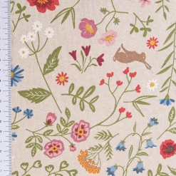 Dekostoff Halbpanama Leinenlook Floral Animal Garden natur bunt 1,40m Breite