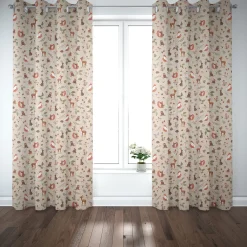 Dekostoff Halbpanama Leinenlook Forest Wood Animals Waldtiere Pilze Blätter natur braun grün 1,40m Breite