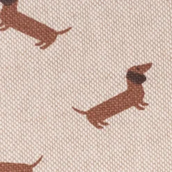 Dekostoff Halbpanama Leinenlook Little Dachshund Dog Dackel natur braun 1,40m Breite
