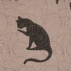 Dekostoff Halb-Panama Leinenlook Katzen Grafik schwarz grau 155cm Breite